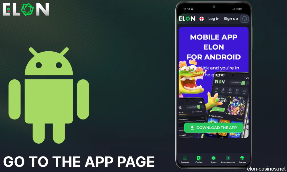 Go to the ElonBet Casino app page