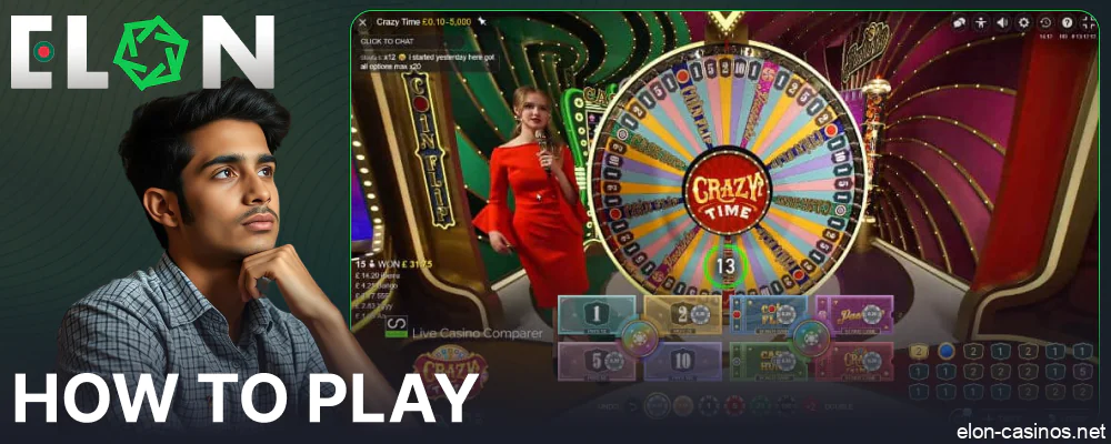 Guide on playing Crazy Time on Elon Casino for players from Bangladesh